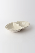 Le Forge melamine pearl double serving bowl in Sand