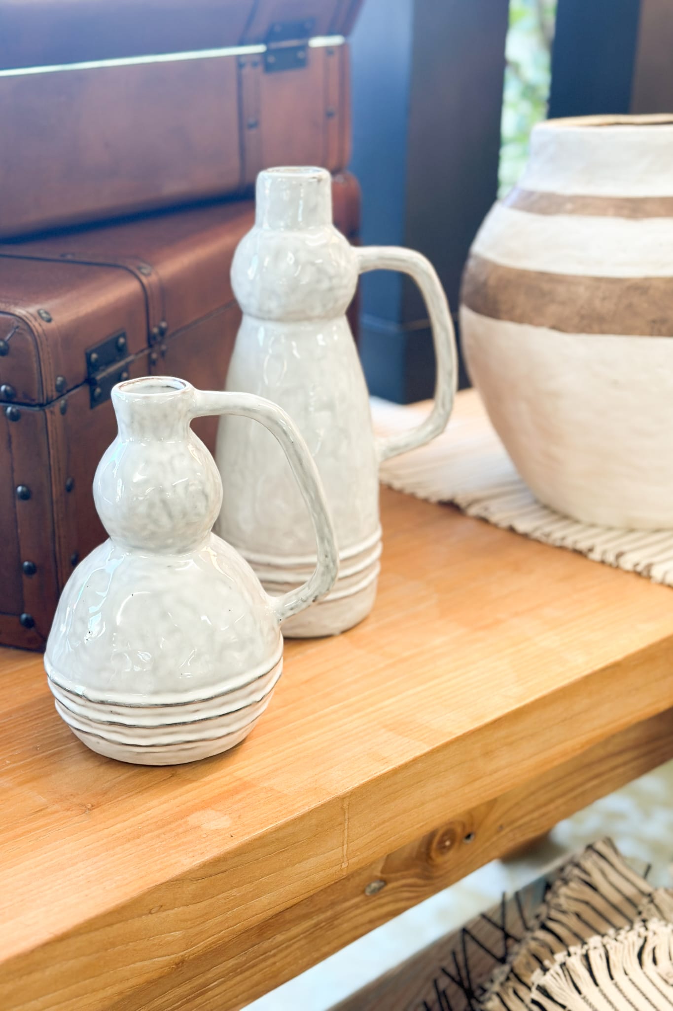 Tall Organic Stripe Jug - Magpie Style