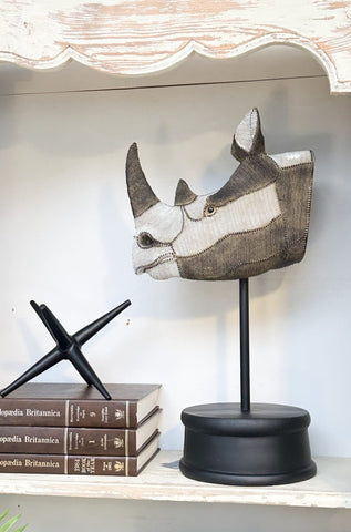 Harlequin Rhino Head - Black/White