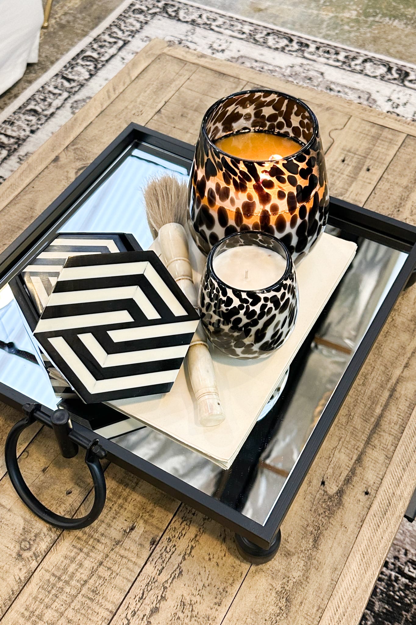 Blair Black Iron and Mirror Tray - Square - Magpie Style