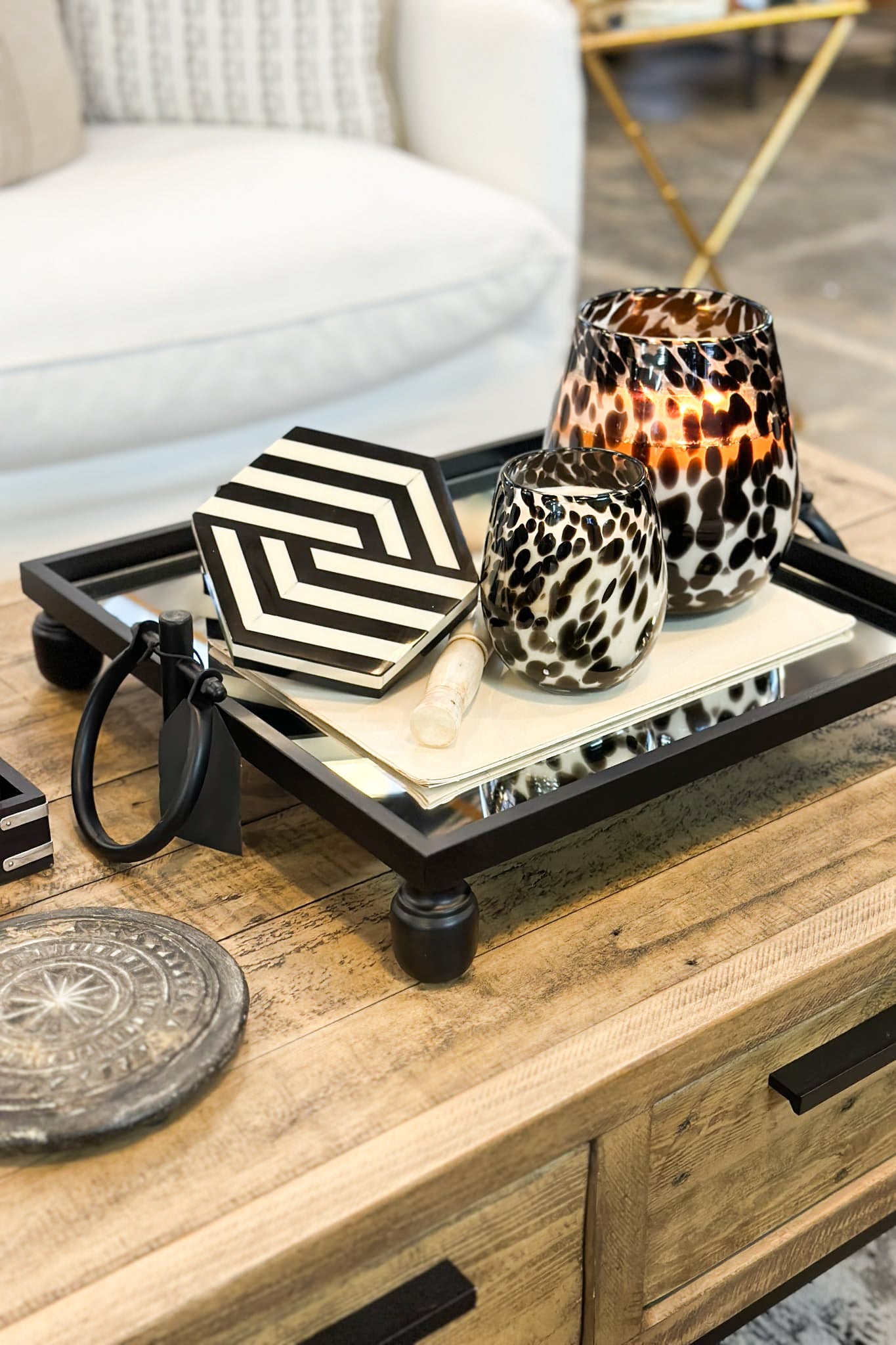 Blair Black Iron and Mirror Tray - Square - Magpie Style