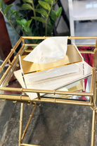 Tissue Box - Clear Acrylic with Gold Top - Magpie Style