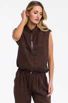 365 DAYS Mara Linen Zip Top - Chocolate, supplier photo 5
