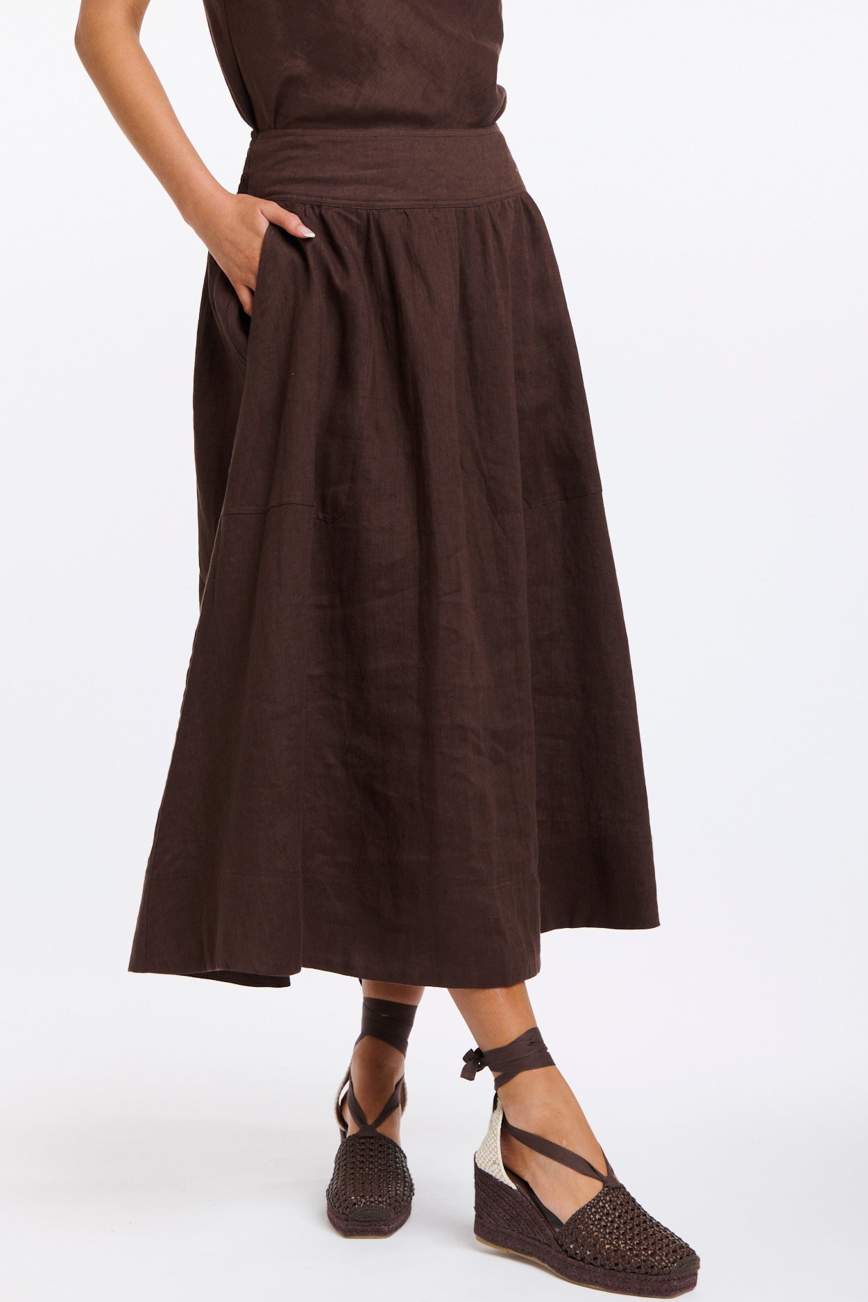 365 DAYS Marion Linen Skirt - Chocolate, supplier photo 2