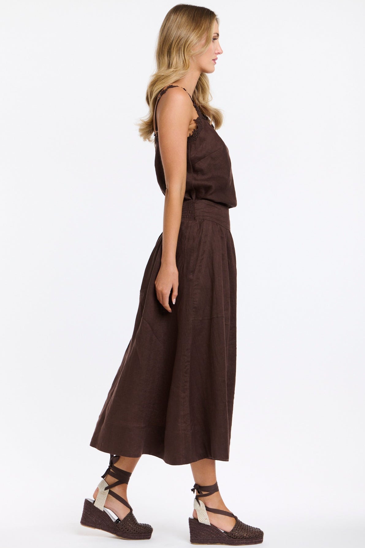 365 DAYS Marion Linen Skirt - Chocolate, supplier photo 3