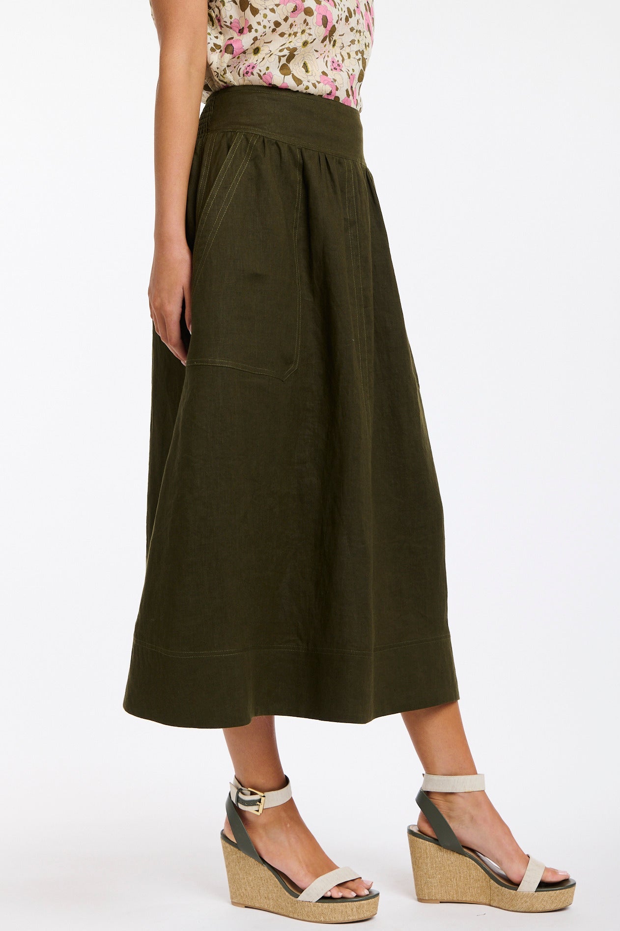 365 DAYS Marion Linen Skirt - Khaki, supplier photo 2