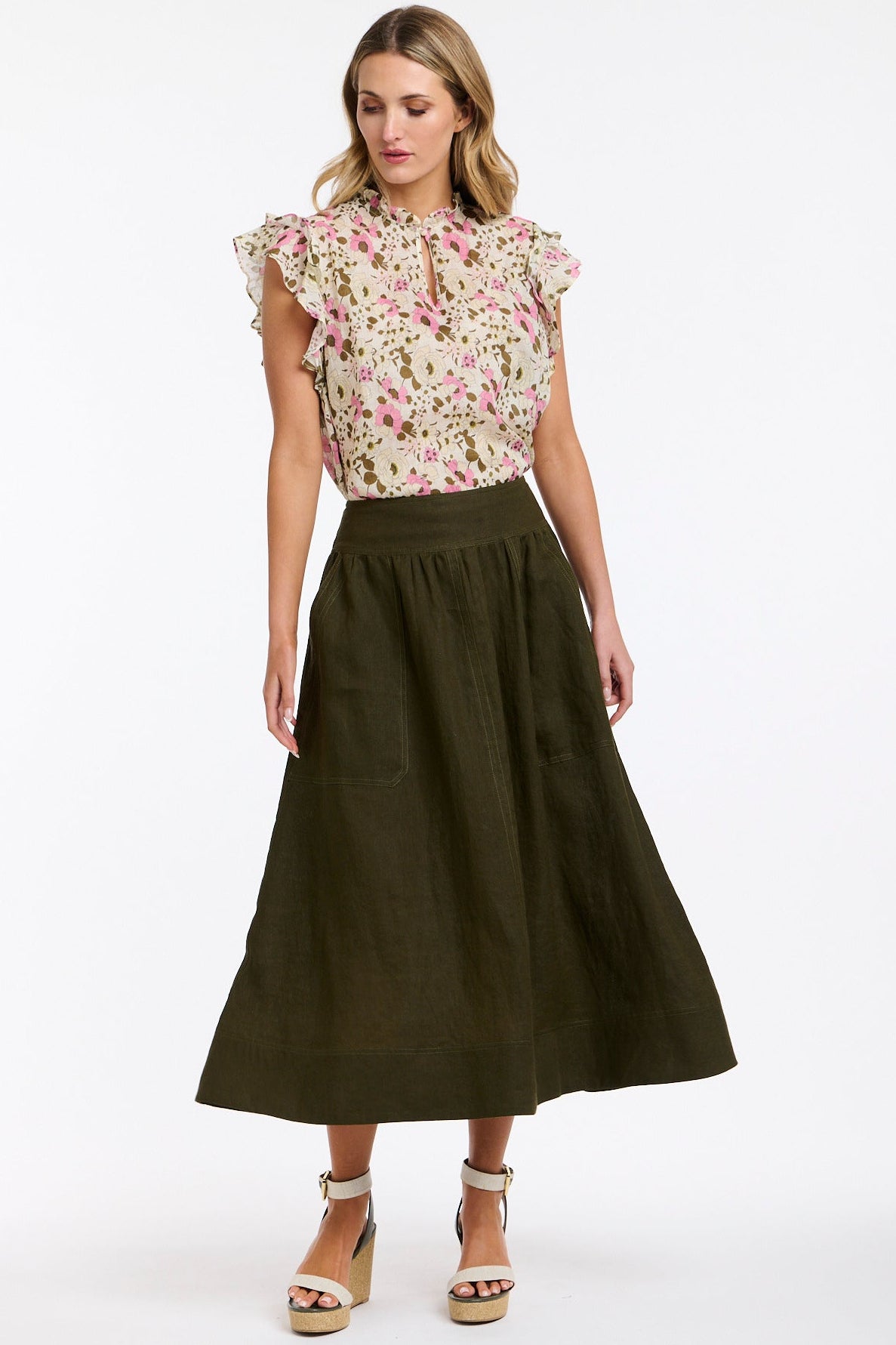 365 DAYS Marion Linen Skirt - Khaki, supplier photo 4