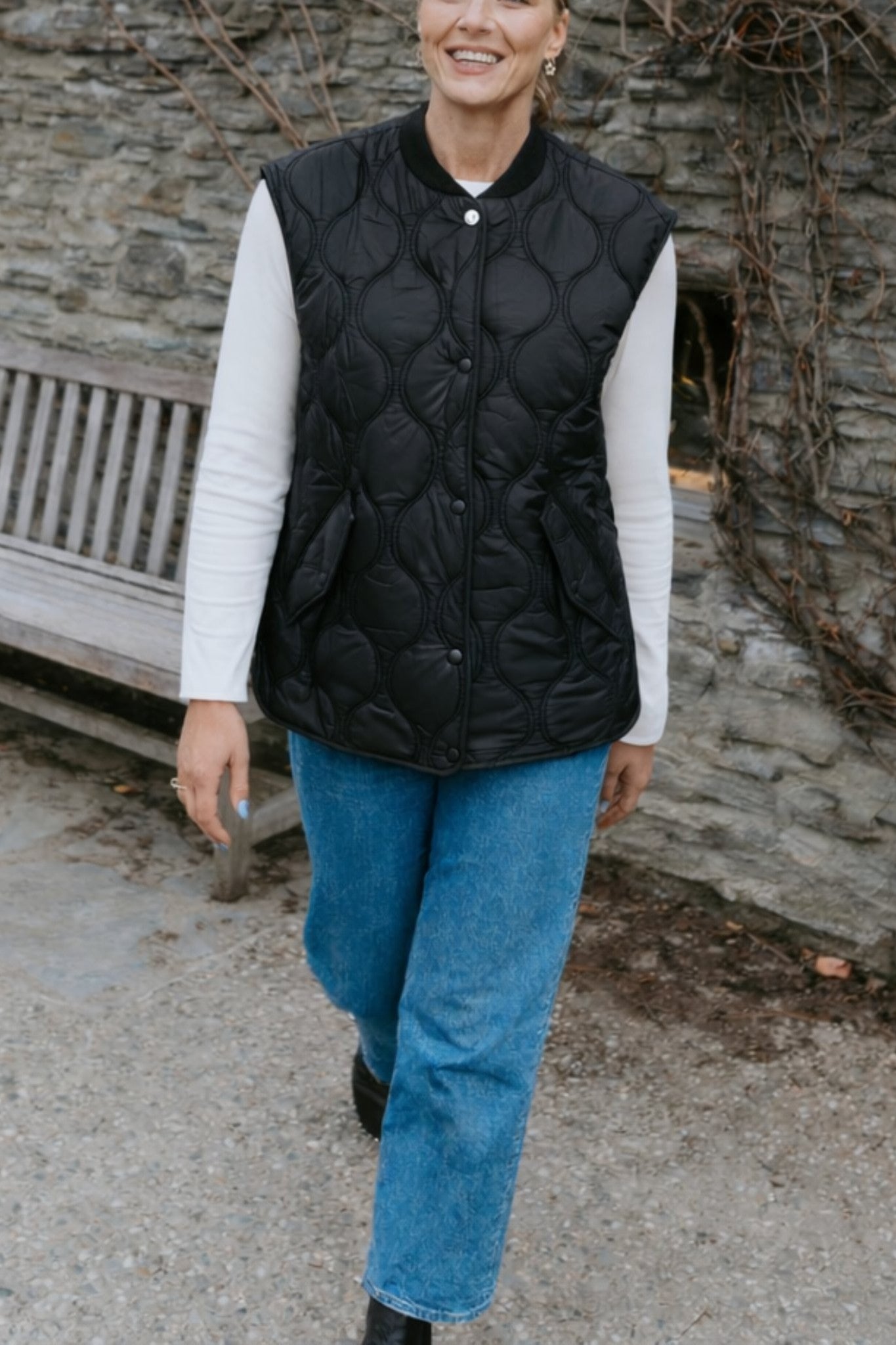 MOKE Neve Quilted Vest - Black - Magpie Style