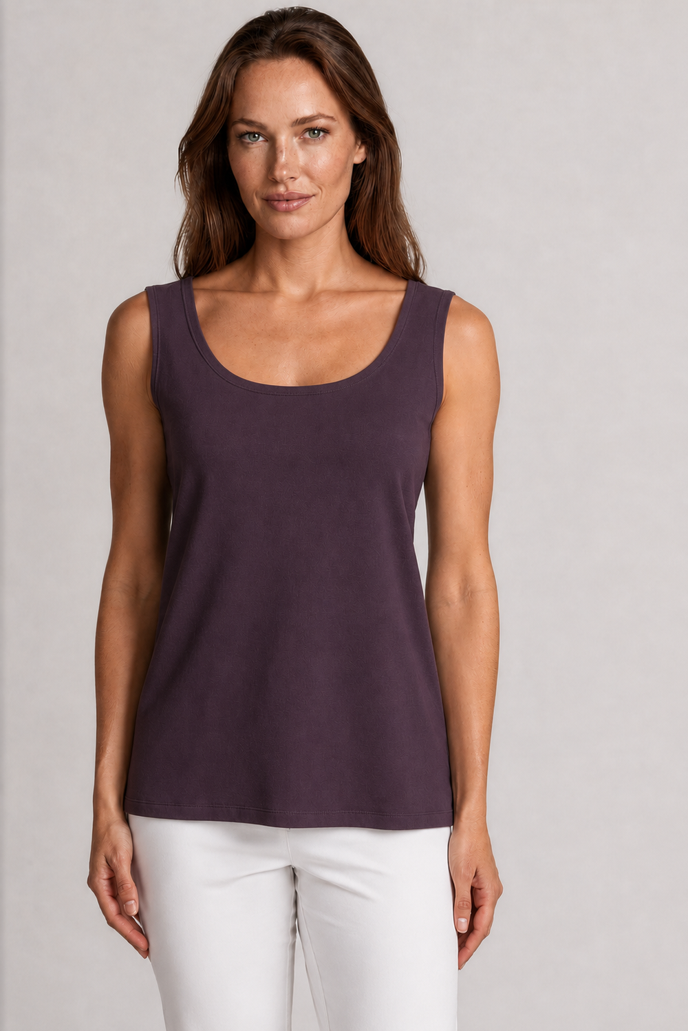 PAULA RYAN Easy Fit Singlet - Cocoa Plum Merino