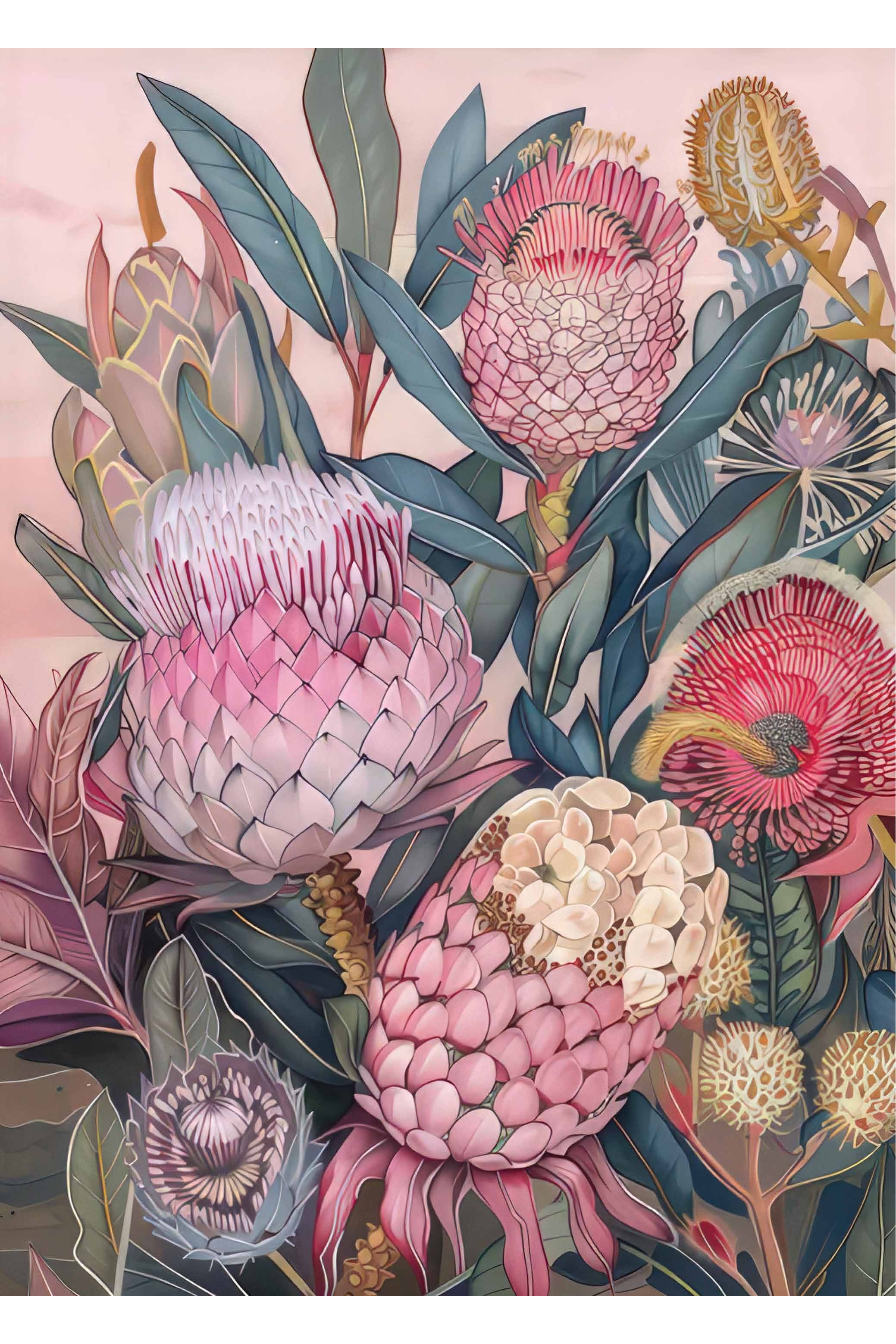 Card - Protea Pink Ice & Natives
