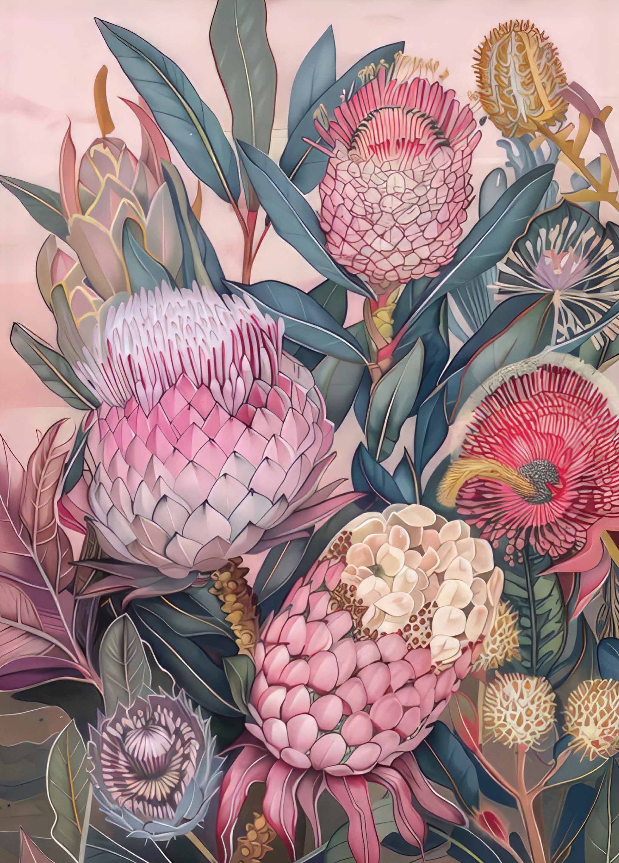 Card - Protea Pink Ice & Natives - original view
