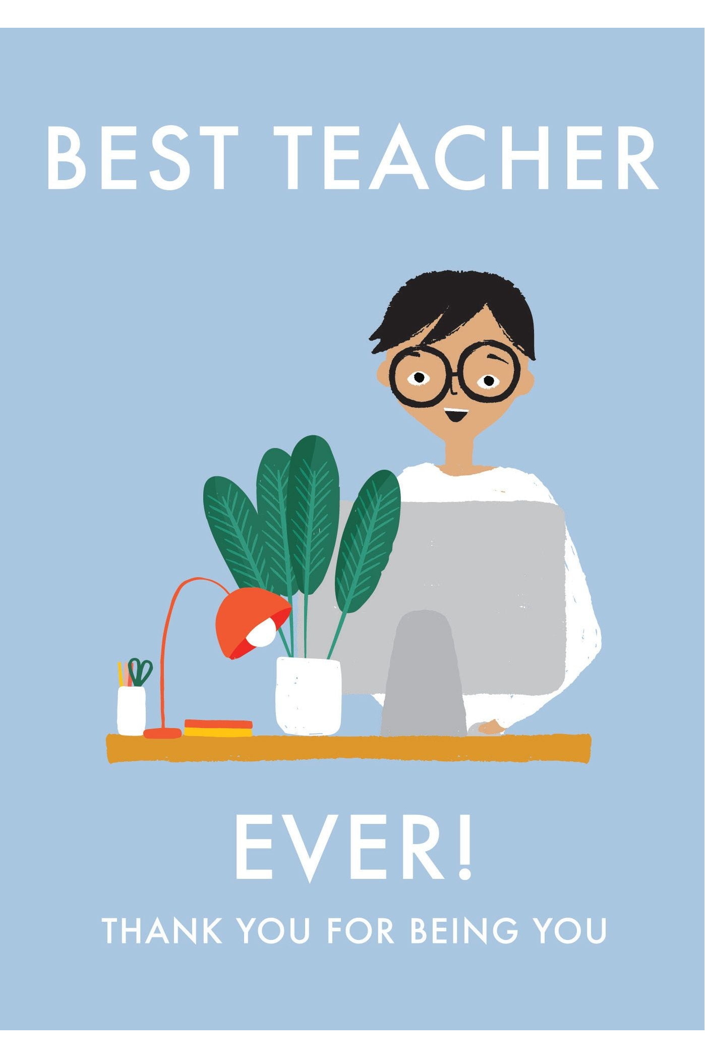 Card - Best Teacher Blue - complete artwork