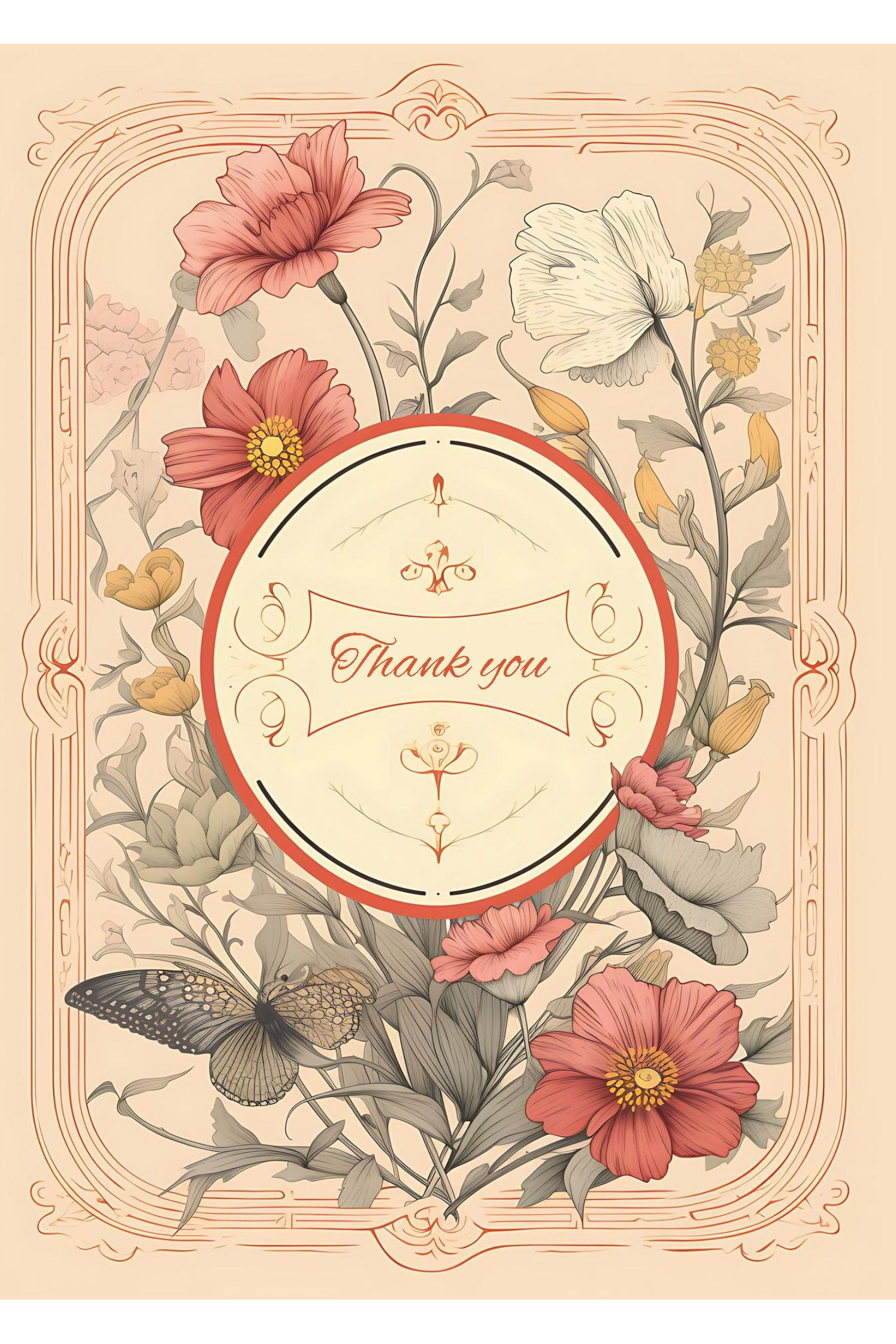 Card - Floral Thank You - complete artwork