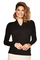 PAULA RYAN ESSENTIALS Easy Fit Long Sleeve High Neck V Top - Merino - Paula Ryan