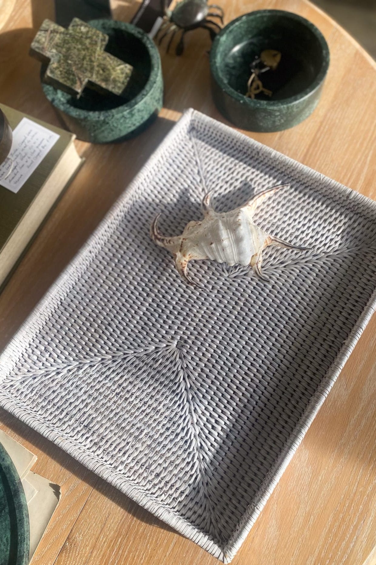 Rattan Rectangular Tray Large - White Wash - Magpie Style