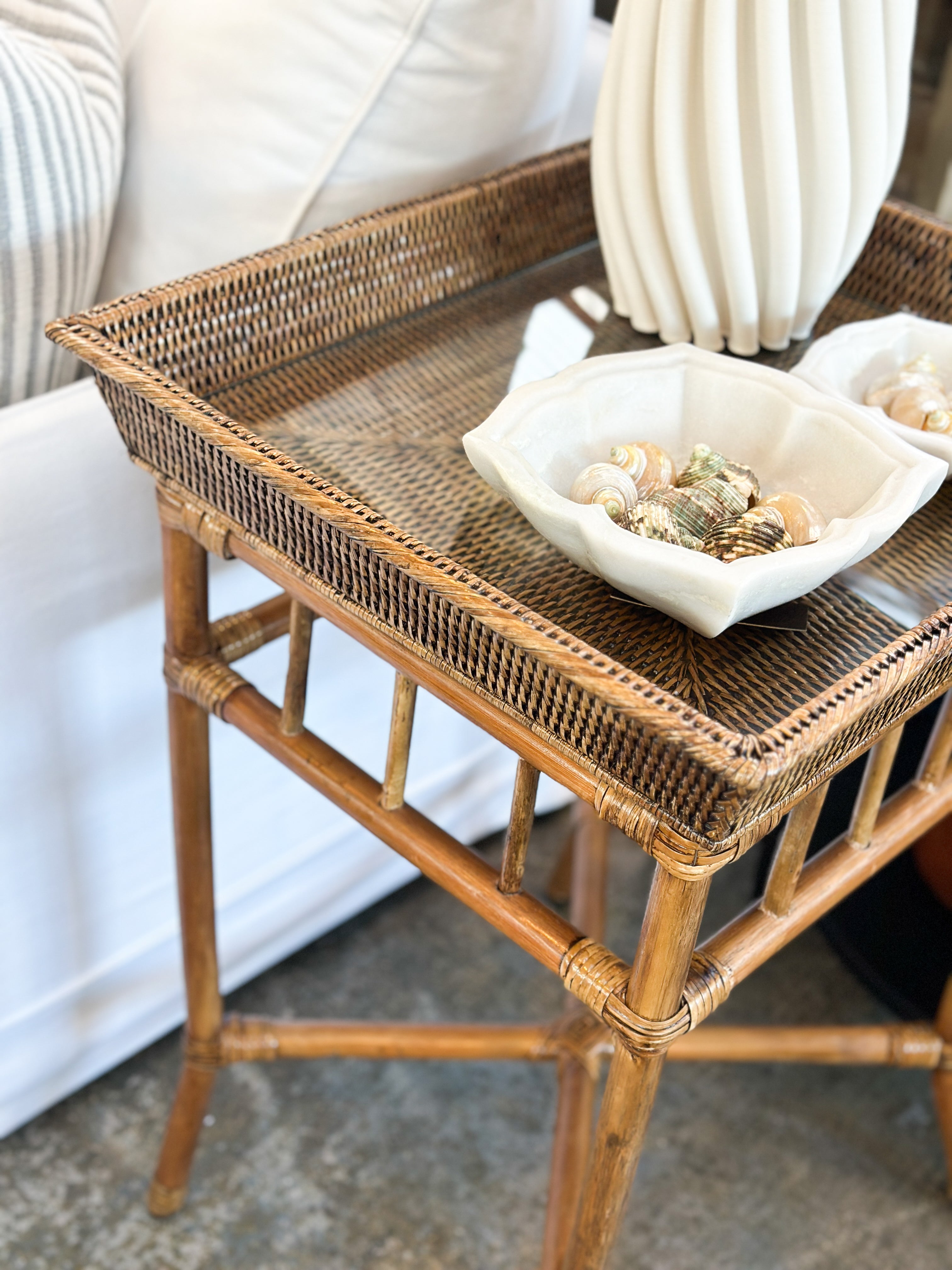 Mandalay Side Table with Glass - Antique Brown - Magpie Style