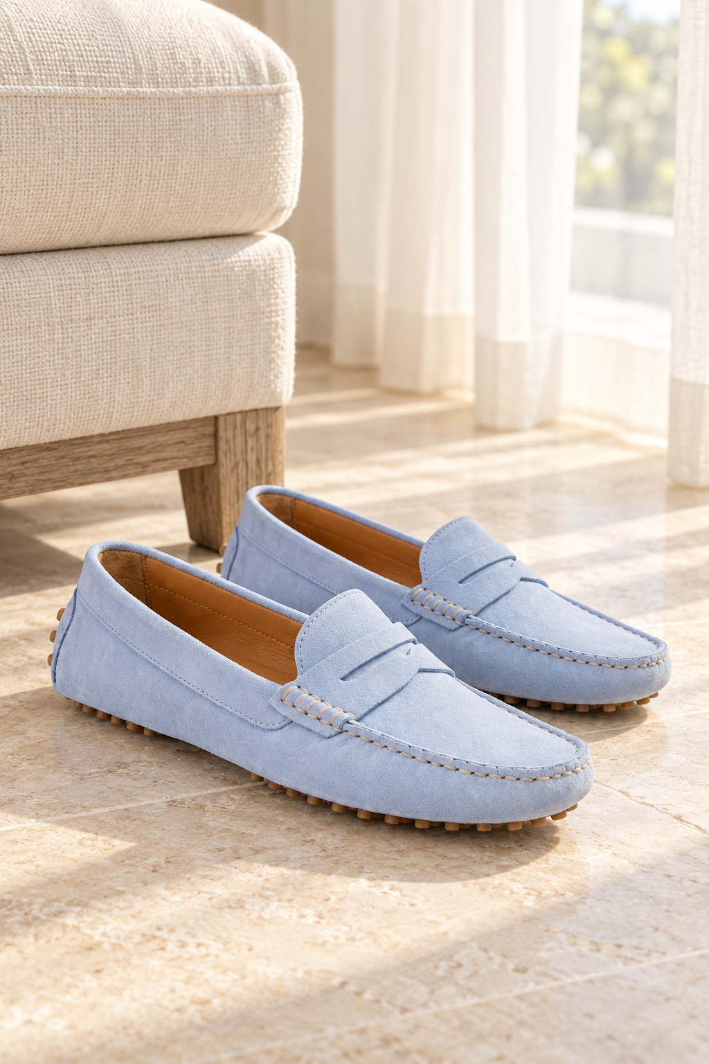 KATHRYN WILSON Avery Loafer - Powder Blue Suede - Magpie Style
