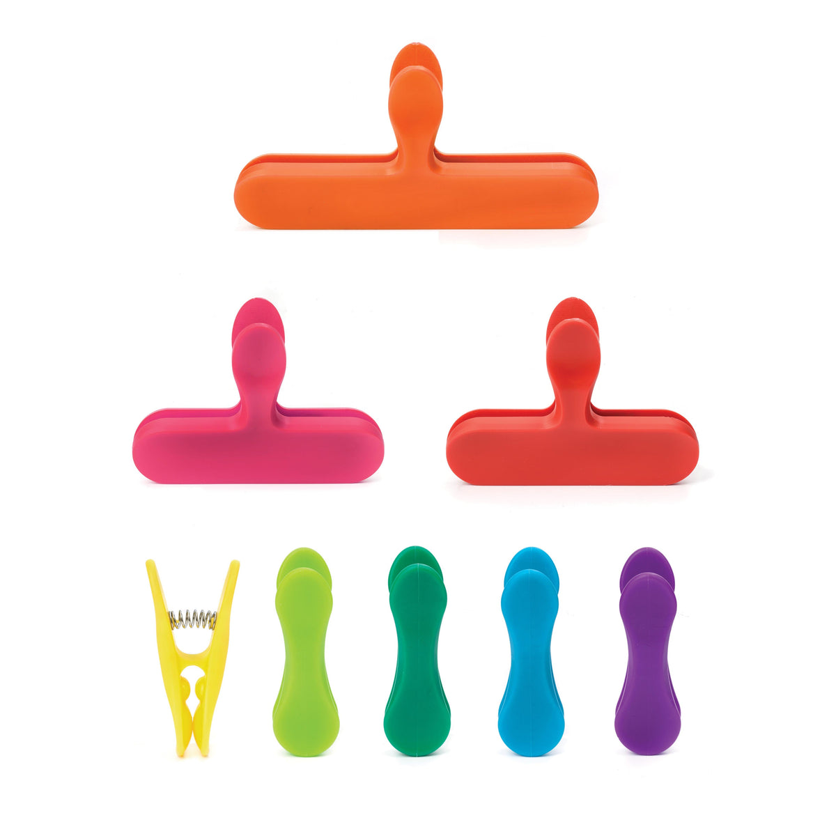 Rainbow Bag Clips - Assorted Sizes, Set of 8 - 4