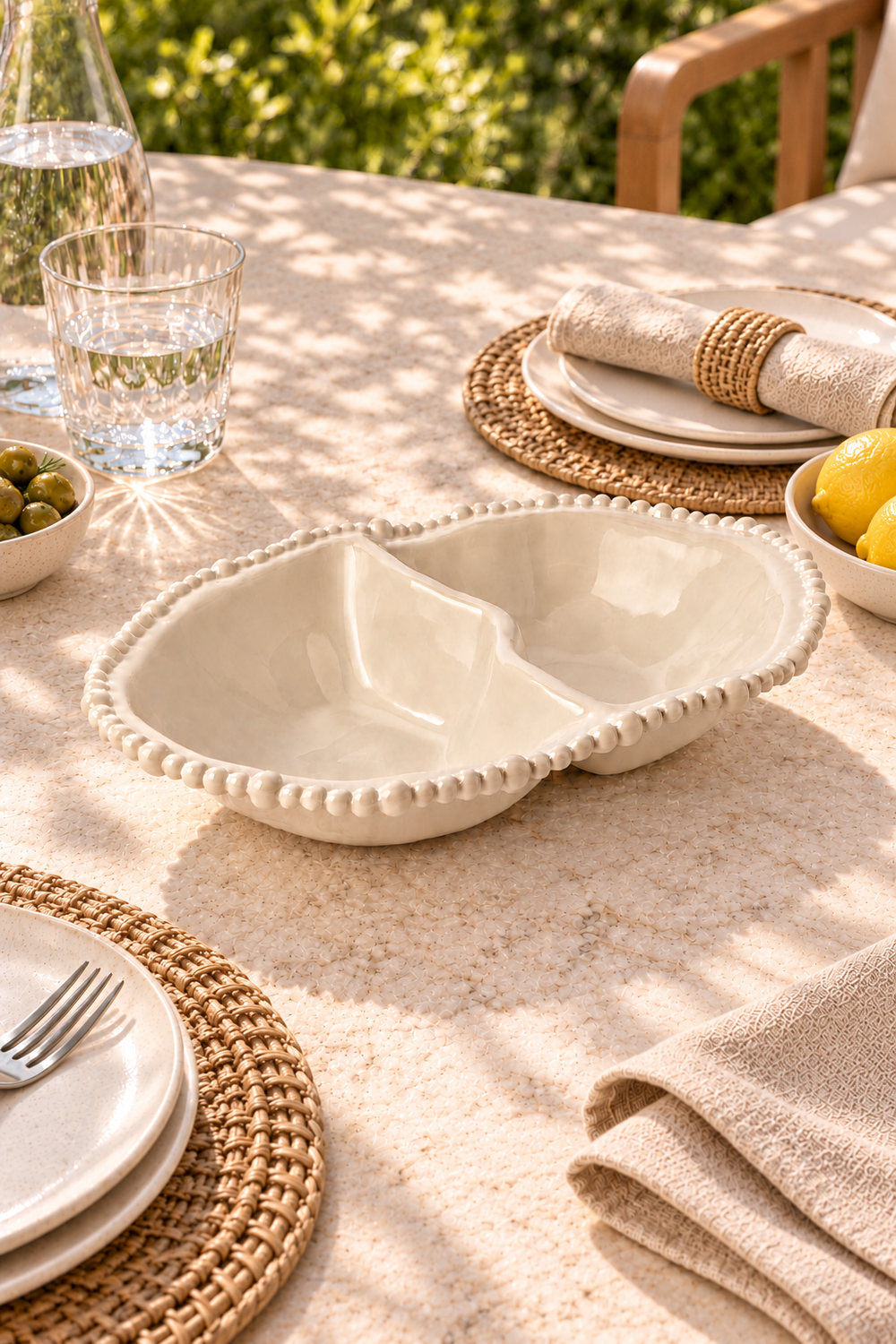 Sand Double Serving Bowl – Pearl Melamine
