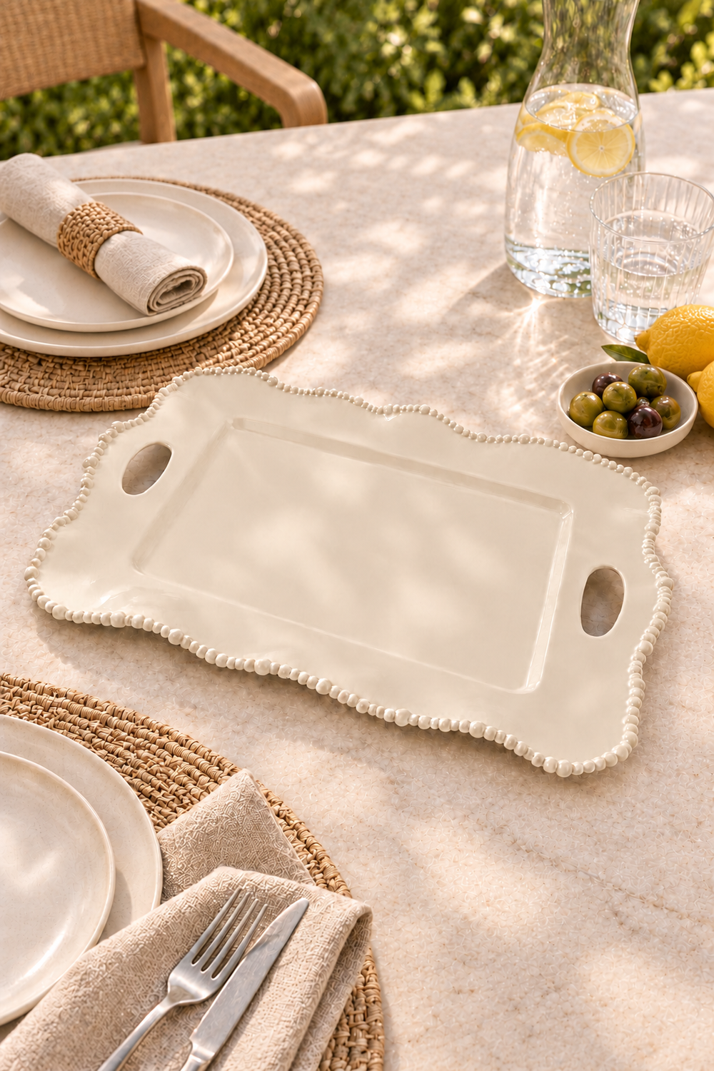 Sand Large Handle Tray – Pearl Melamine