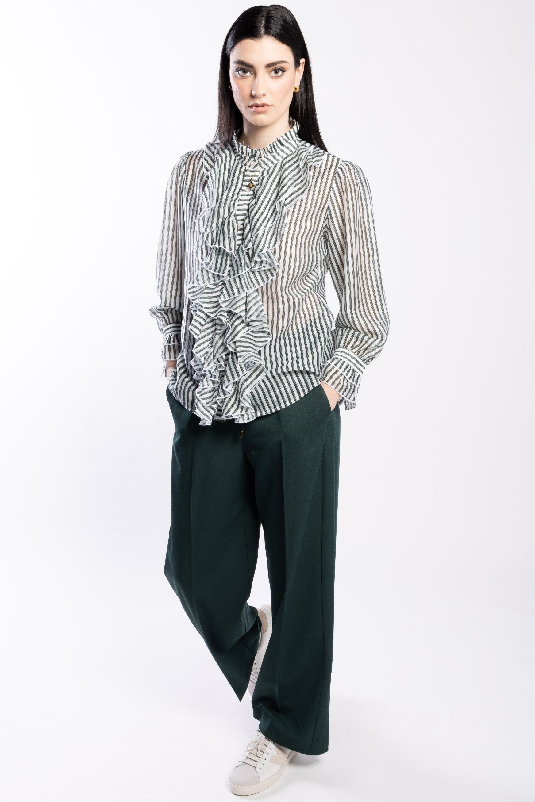 LOUGHLIN Willow Blouse - Green Stripe - Magpie Style