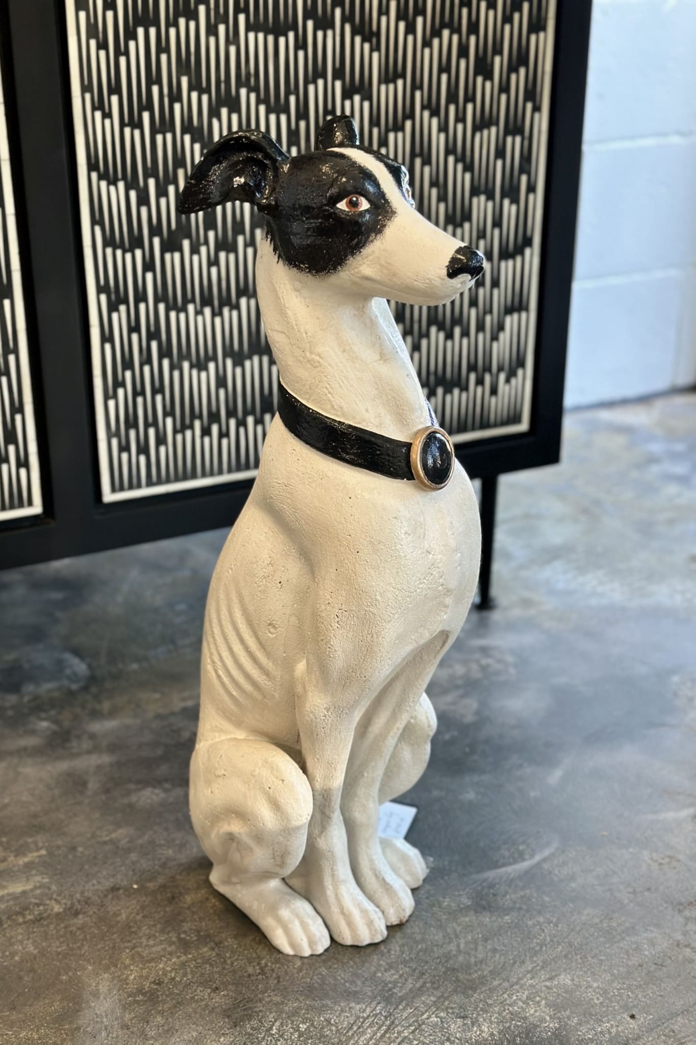 Large Black and White Greyhound - Magpie Style