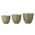 Milan Glaze Look Planters - Green, Set of 3 - 2