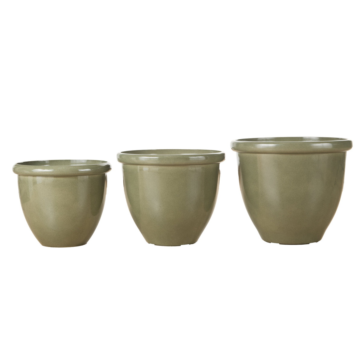 Milan Glaze Look Planters - Green, Set of 3 - 2