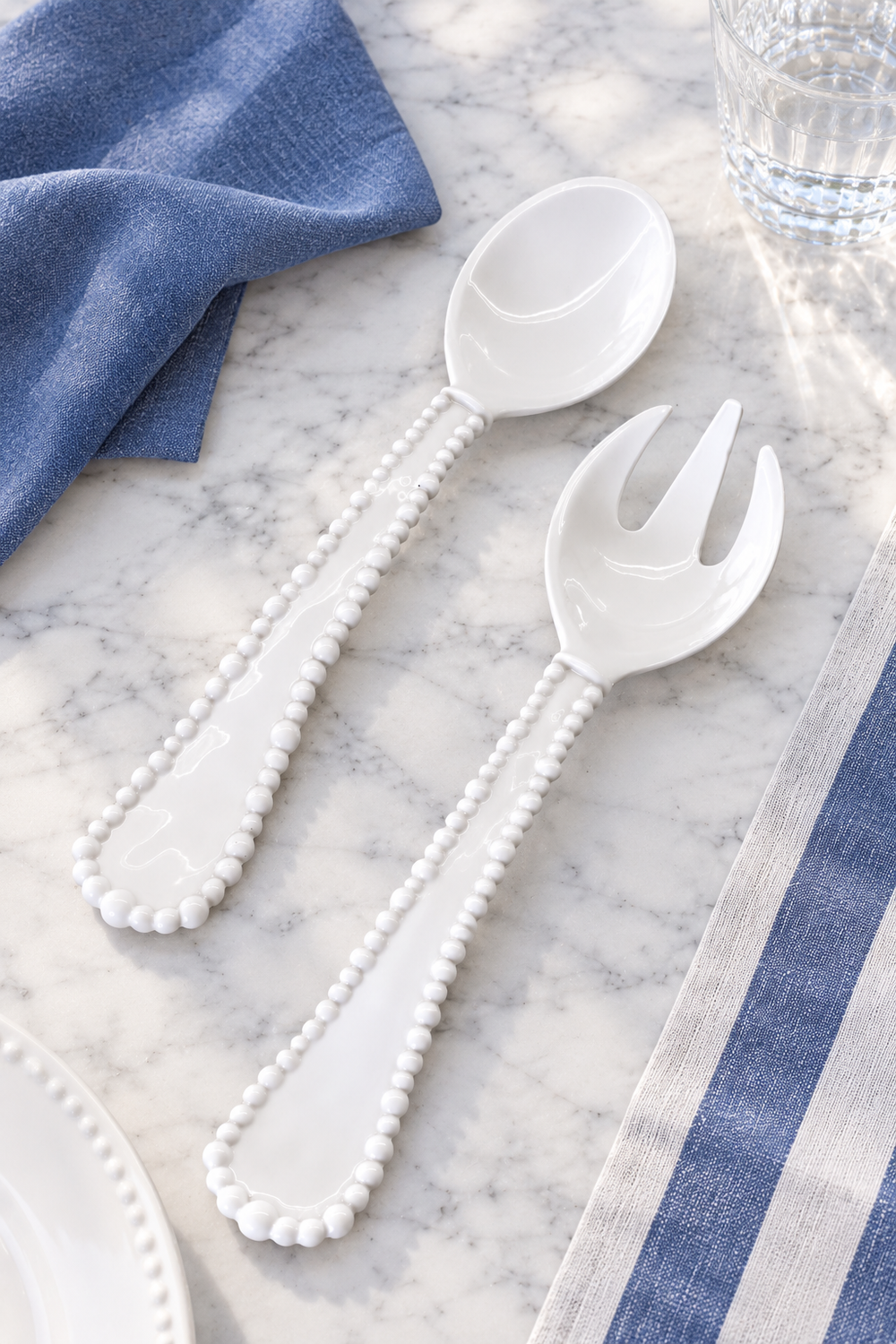 White Funky Salad Servers – Pearl Melamine
