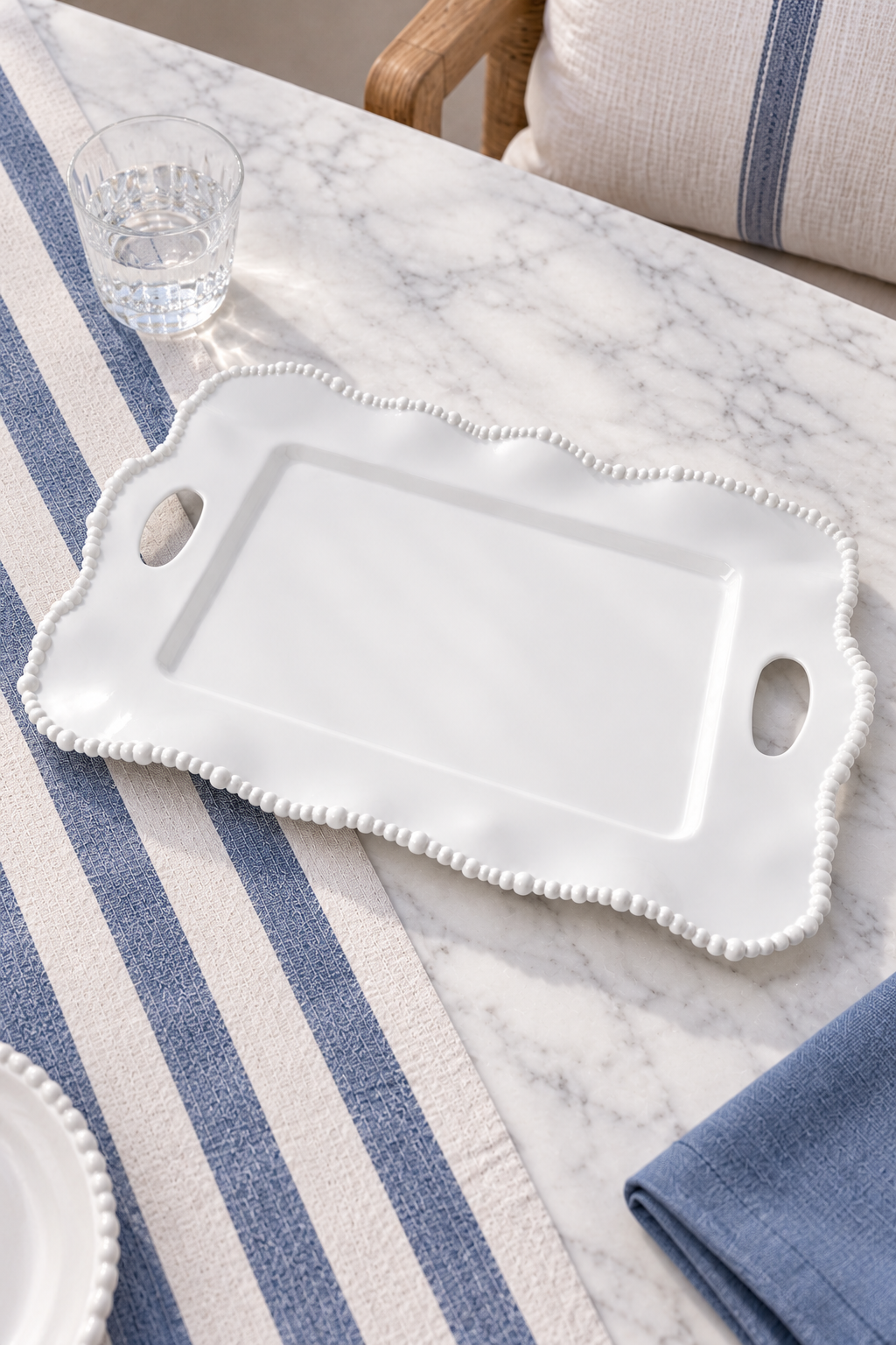 White Large Handle Tray – Pearl Melamine - Magpie Style