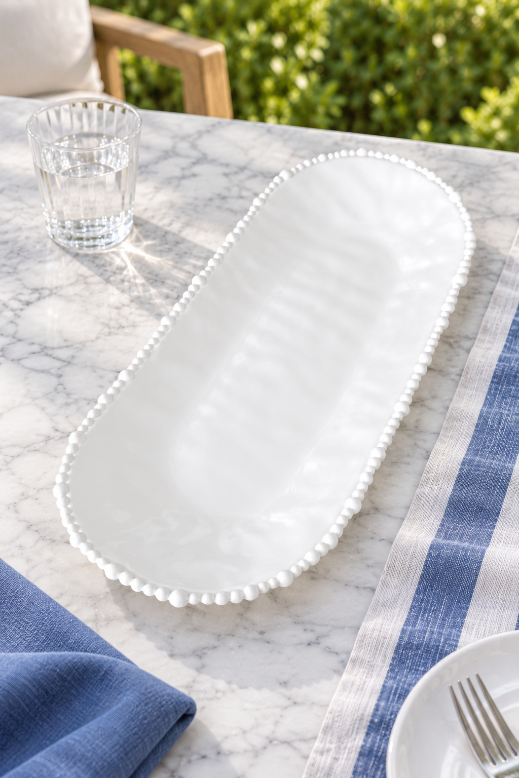 White Pearl Melamine long platter