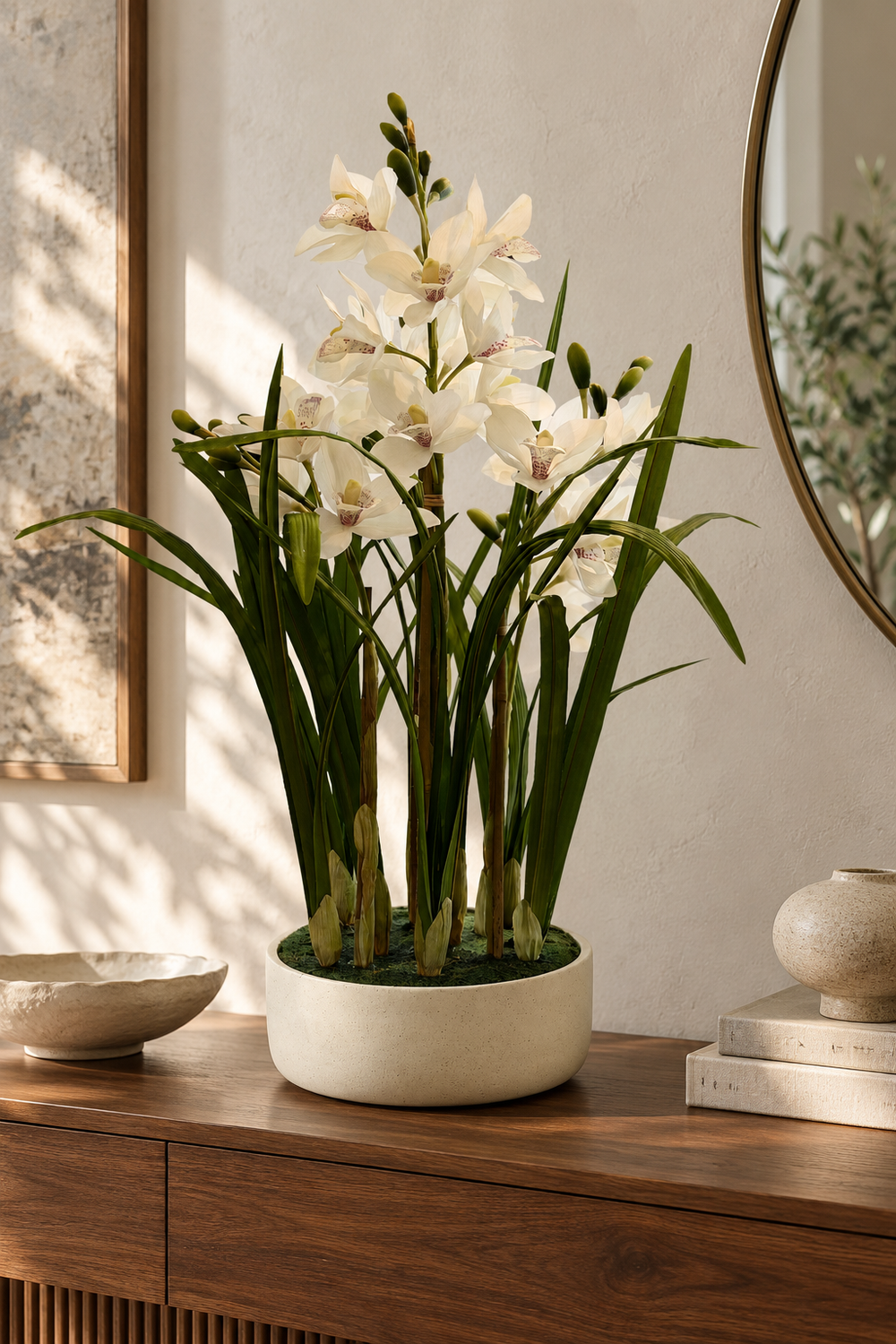 Cymbidium Orchid Pot - White