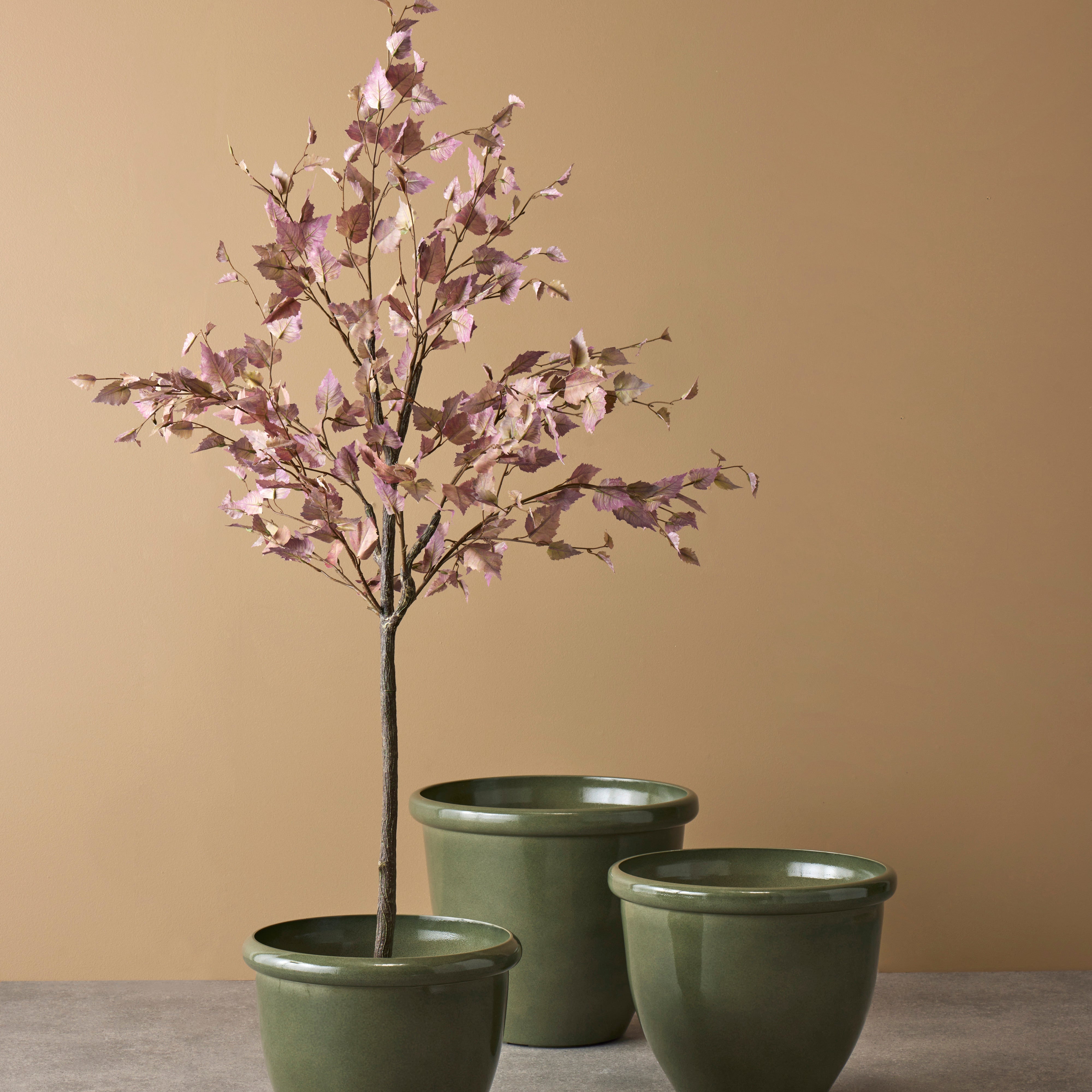 Milan Glaze Look Planters - Green, Set of 3 - 4