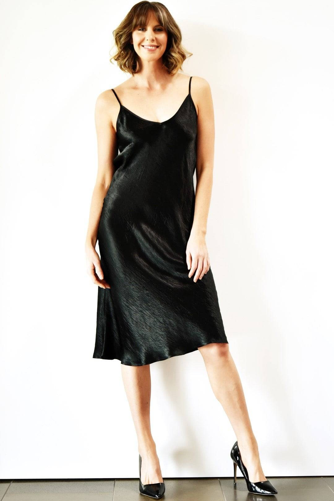 SHJARK Sardinia Slip Dress - Black - Magpie Style