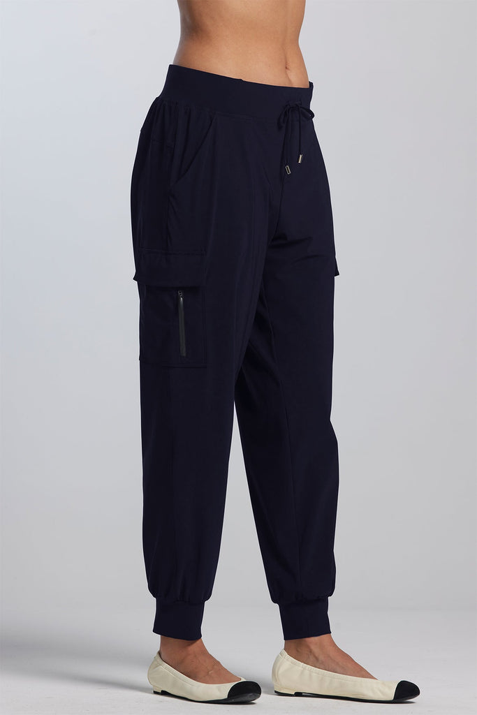 PAULA RYAN (Regular Length) Zip Detailed Pocket Cuffed Pant - Navy - Paula Ryan