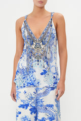 CAMILLA Tank Top with Strap Bead Detail - Heart of a Dragon