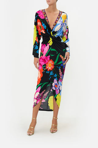 CAMILLA Long Split Front Twist Dress  - Away with the Fairies