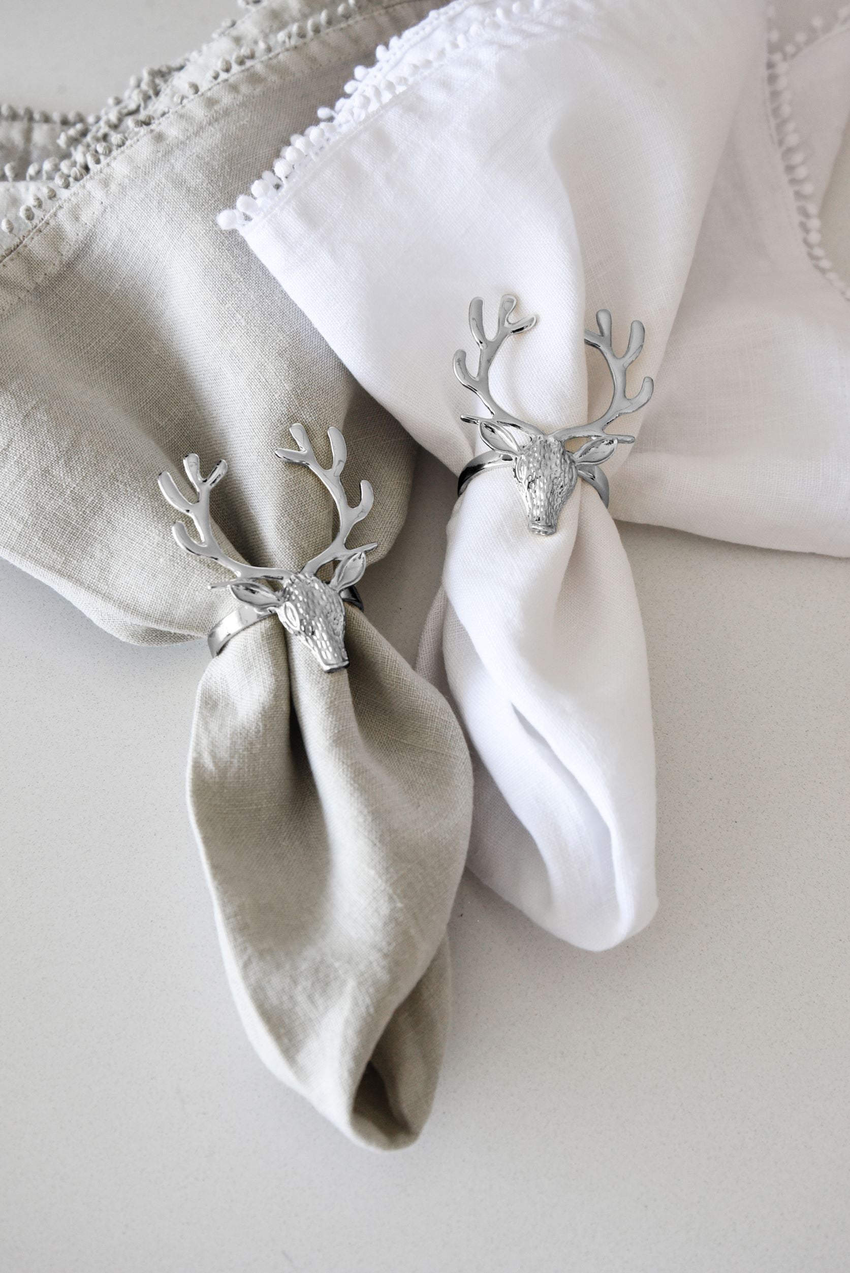 MAGPIE HOME Christmas Silver Reindeer Napkin Rings - Magpie Home - [product type] - Magpie Style