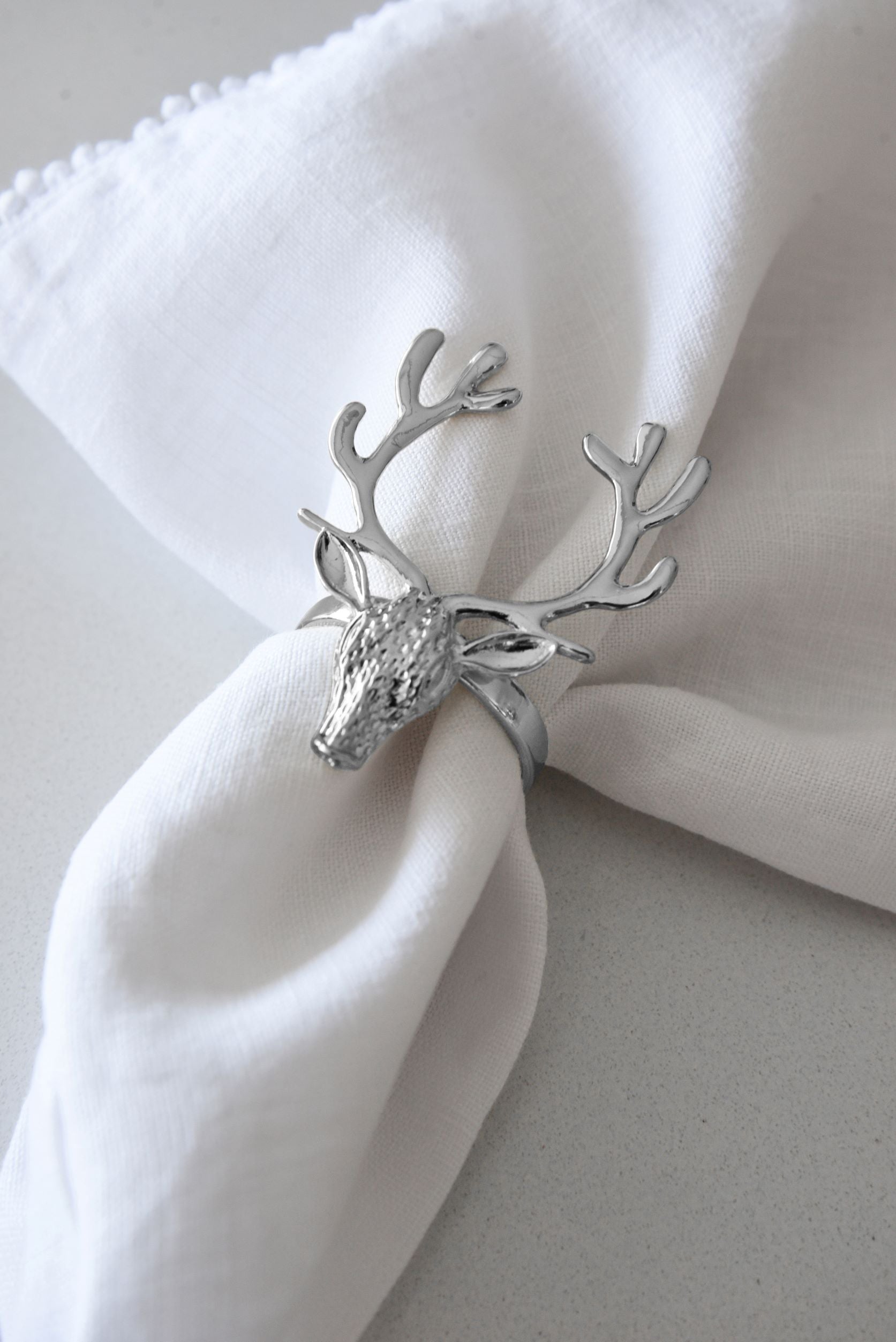 MAGPIE HOME Christmas Silver Reindeer Napkin Rings - Magpie Home - [product type] - Magpie Style