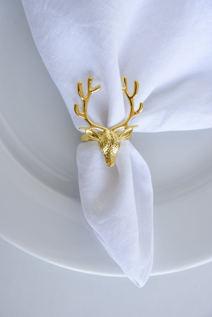 MAGPIE HOME Christmas Gold Reindeer Napkin Rings - Magpie Home - [product type] - Magpie Style