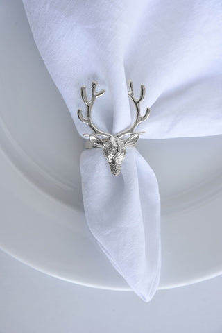 MAGPIE HOME Christmas Silver Reindeer Napkin Rings