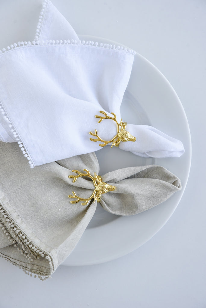 MAGPIE HOME Christmas Gold Reindeer Napkin Rings - Magpie Home - [product type] - Magpie Style