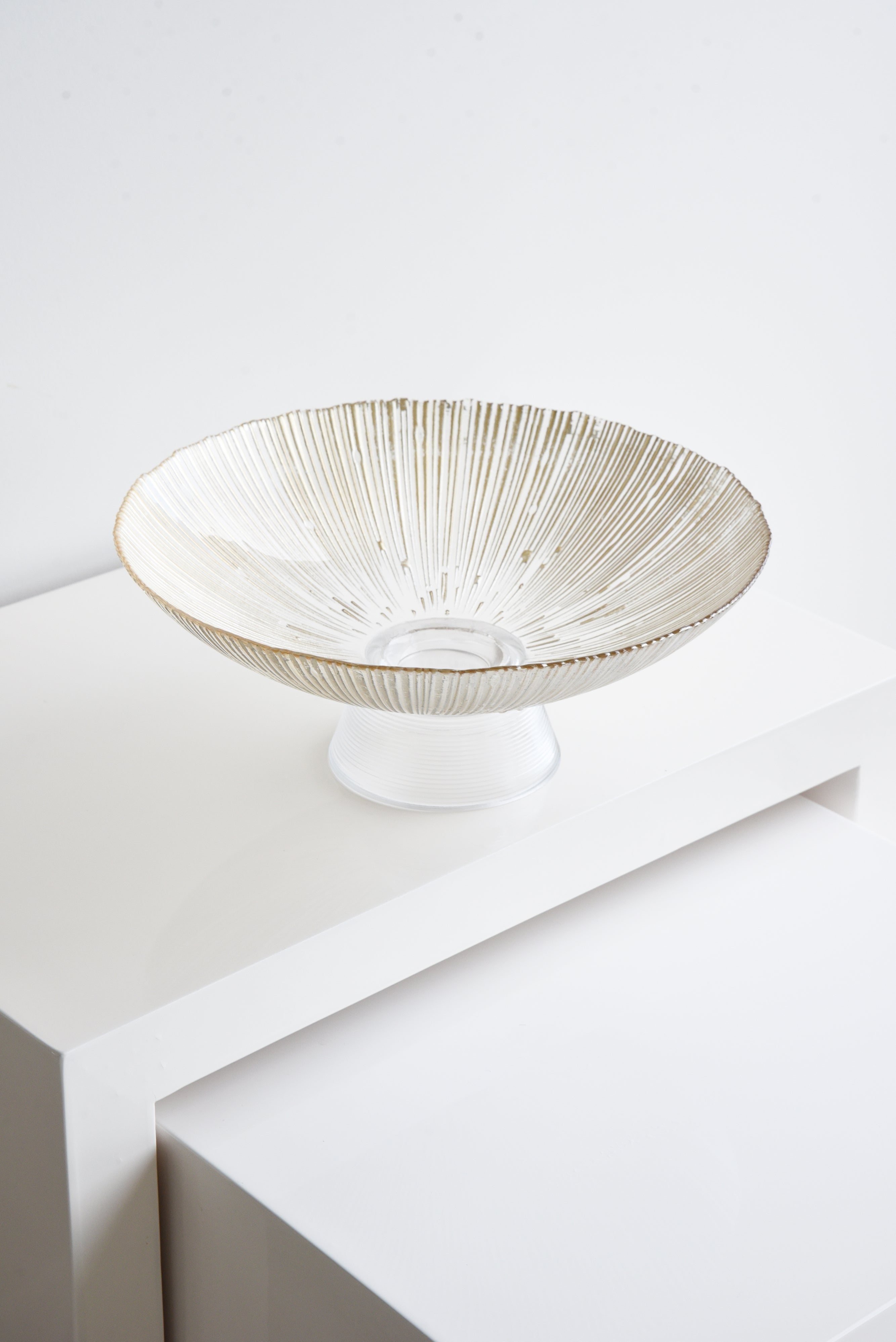 MAGPIE HOME Large Gold Stripe Glass Bowl - Magpie Home - [product type] - Magpie Style