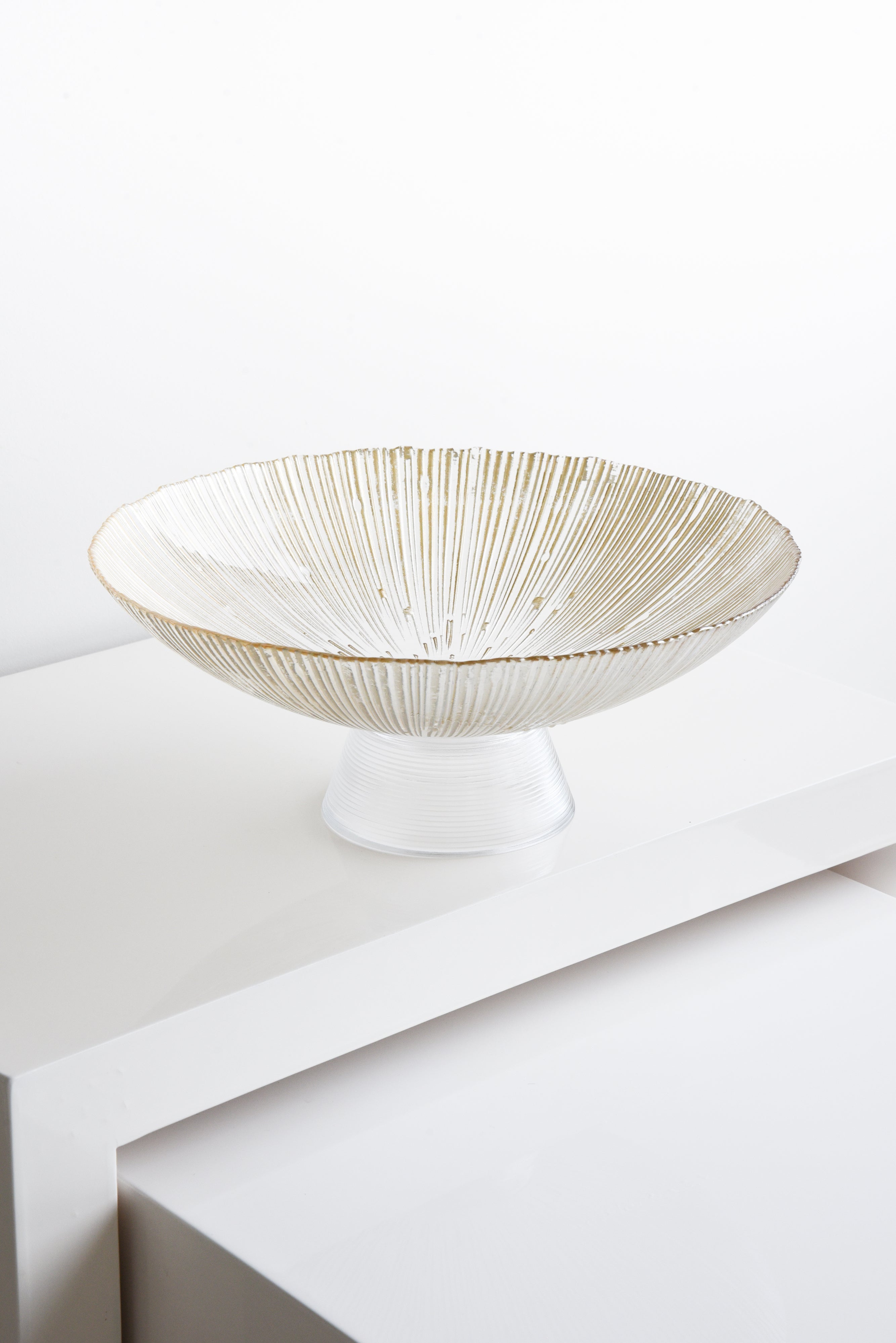 MAGPIE HOME Large Gold Stripe Glass Bowl - Magpie Home - [product type] - Magpie Style