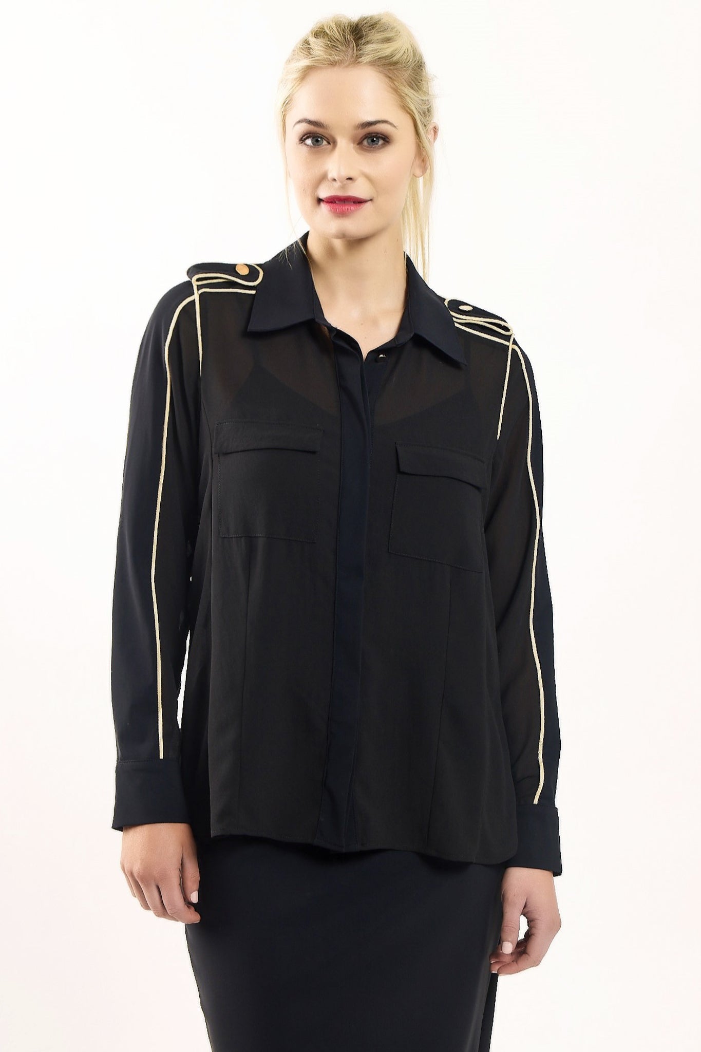 PAULA RYAN Official Panelled Shirt - Black/Gold - PRE ORDER - Paula Ryan