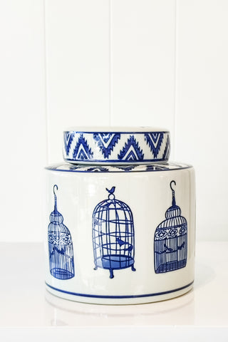 MAGPIE HOME Small Handpainted Birdcage Jar