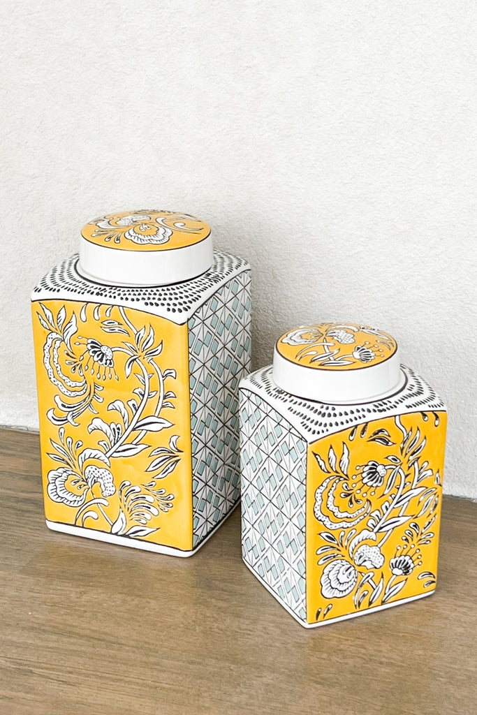 MAGPIE HOME Retro Floral Ginger Jars (Set of 2) - Magpie Home - [product type] - Magpie Style