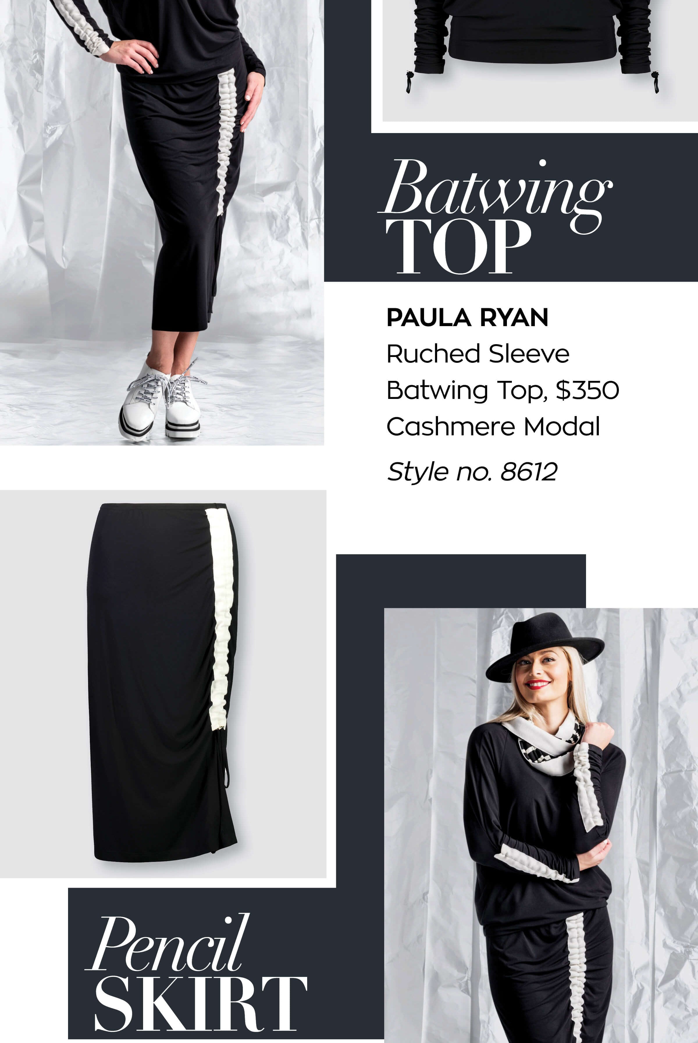 PAULA RYAN RELAXED Drawcord Pencil Skirt - Cashmere Modal - Paula Ryan