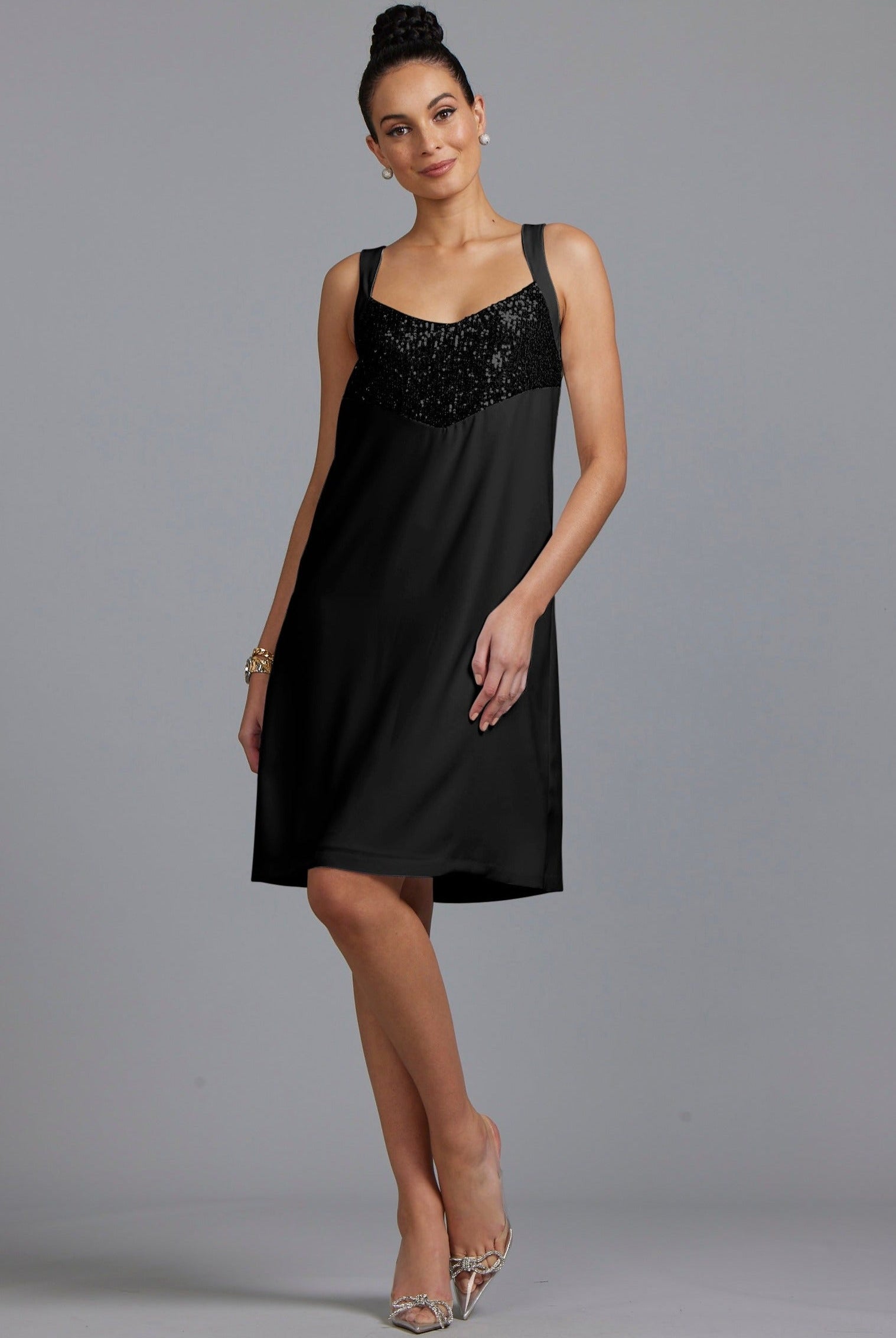 PAULA RYAN Sequin Bodice Dress - Black PRE ORDER - Paula Ryan