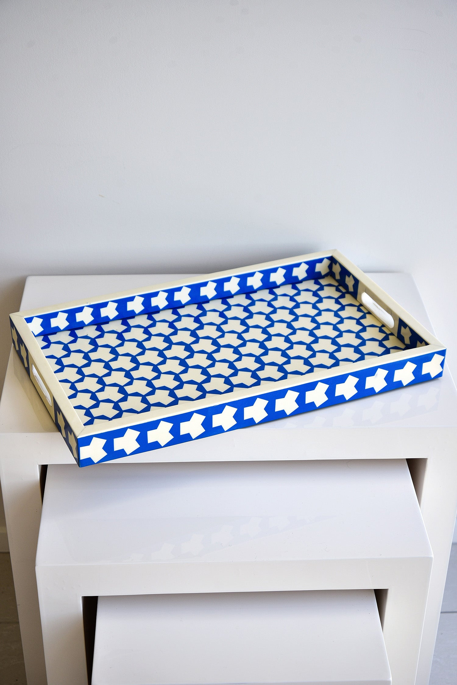 MAGPIE HOME Graphic Inlay Tray - Blue - Magpie Home - [product type] - Magpie Style